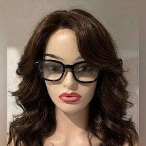 Gucci Black Square Eyeglasses Frames w/ Gold Logo & Engraved Core